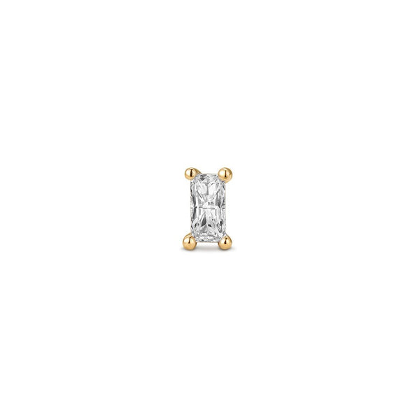 14K Solid Gold Guided Internally Threaded Top with Rectangle Clear Cubic Zirconia Piercing