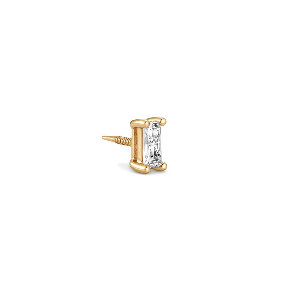 14K Solid Gold Guided Internally Threaded Top with Rectangle Clear Cubic Zirconia - SkinKandy | Body Jewellery & Piercing Online Australia
