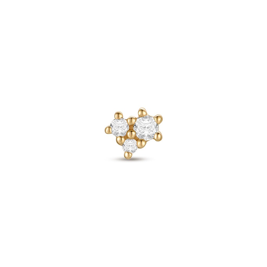 14K Solid Gold Guided Internally Threaded Top with Small Constellation Clear Cubic Zirconia - SkinKandy | Body Jewellery & Piercing Online Australia