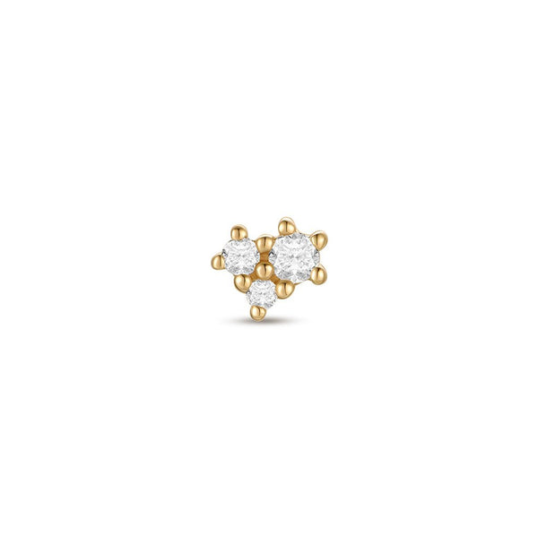 14K Solid Gold Guided Internally Threaded Top with Small Constellation Clear Cubic Zirconia Piercing