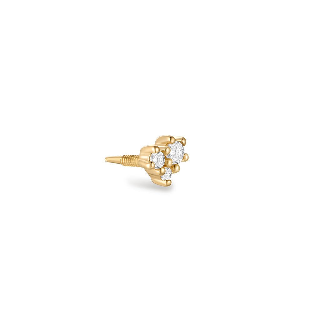 14K Solid Gold Guided Internally Threaded Top with Small Constellation Clear Cubic Zirconia - SkinKandy | Body Jewellery & Piercing Online Australia