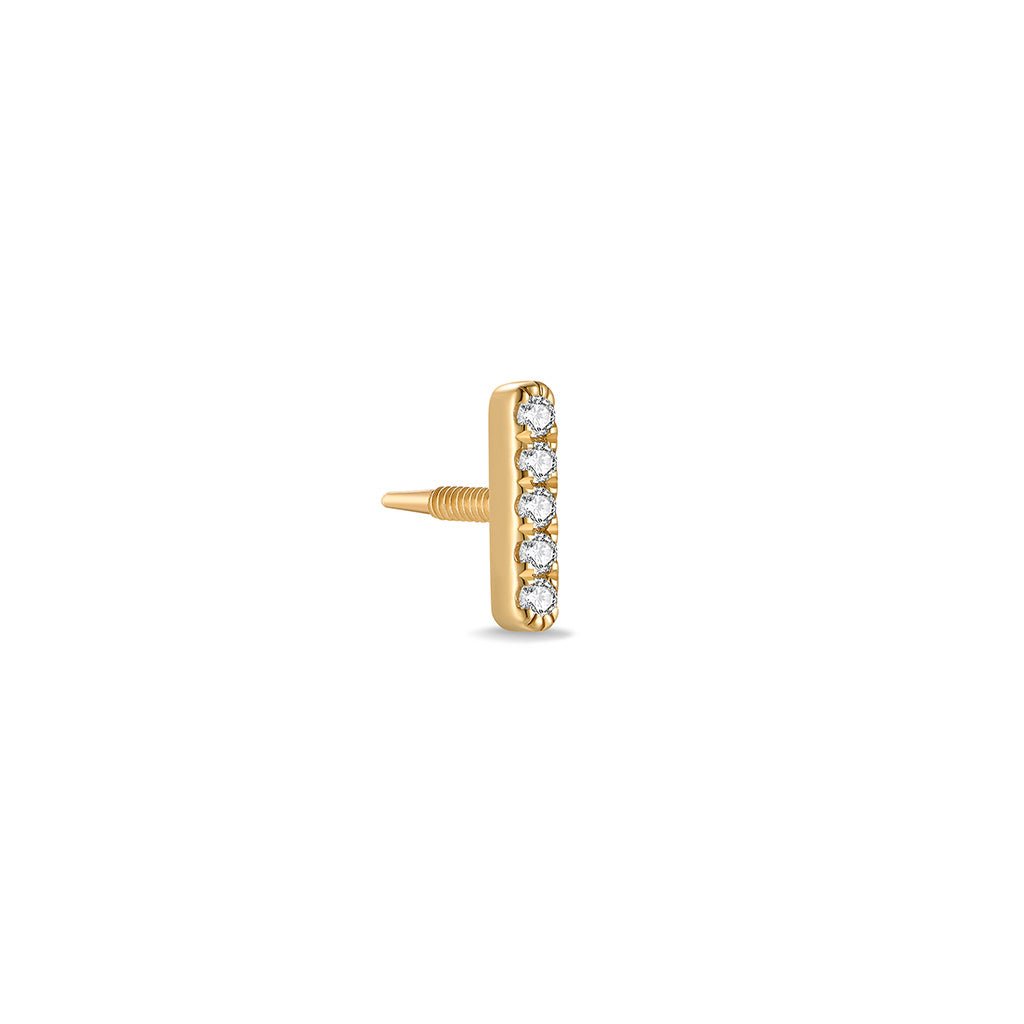 14K Solid Gold Guided Internally Threaded Top with 5 - Bar Clear Cubic Zirconia - SkinKandy | Body Jewellery & Piercing Online Australia