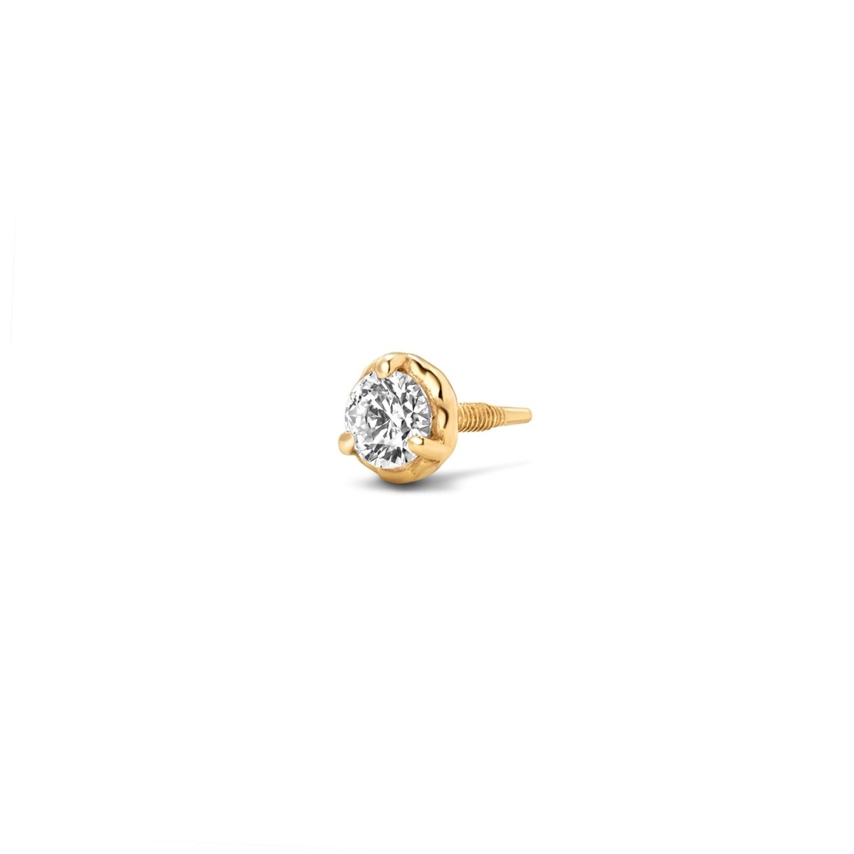 14K Solid Gold Guided Internally Threaded Top Round Clear Cubic Zirconia - SkinKandy | Body Jewellery & Piercing Online Australia