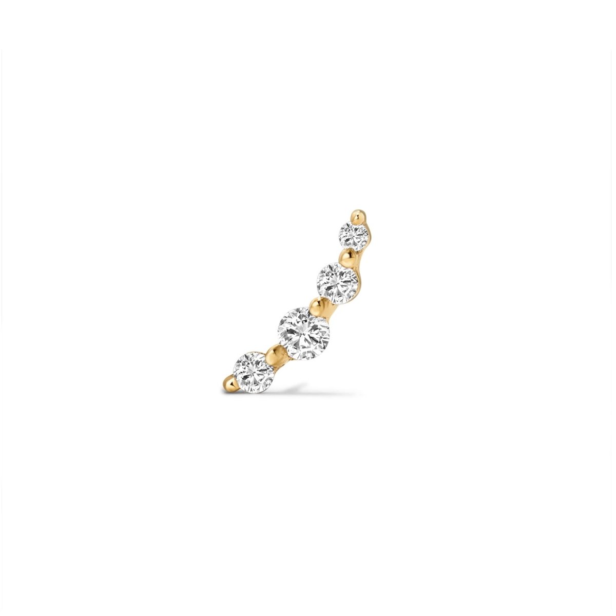 14K Solid Gold Guided Internally Threaded Top Descending Curve Clear Cubic Zirconia - SkinKandy | Body Jewellery & Piercing Online Australia