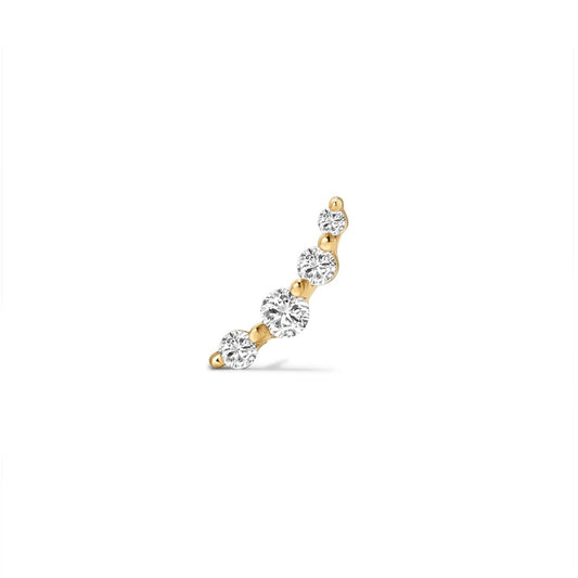14K Solid Gold Guided Internally Threaded Top Descending Curve Clear Cubic Zirconia - SkinKandy | Body Jewellery & Piercing Online Australia