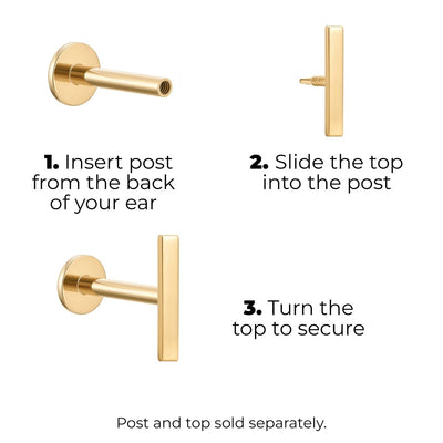 14K Solid Gold Guided Internally Threaded Top Plain Bar 6mm - SkinKandy | Body Jewellery & Piercing Online Australia