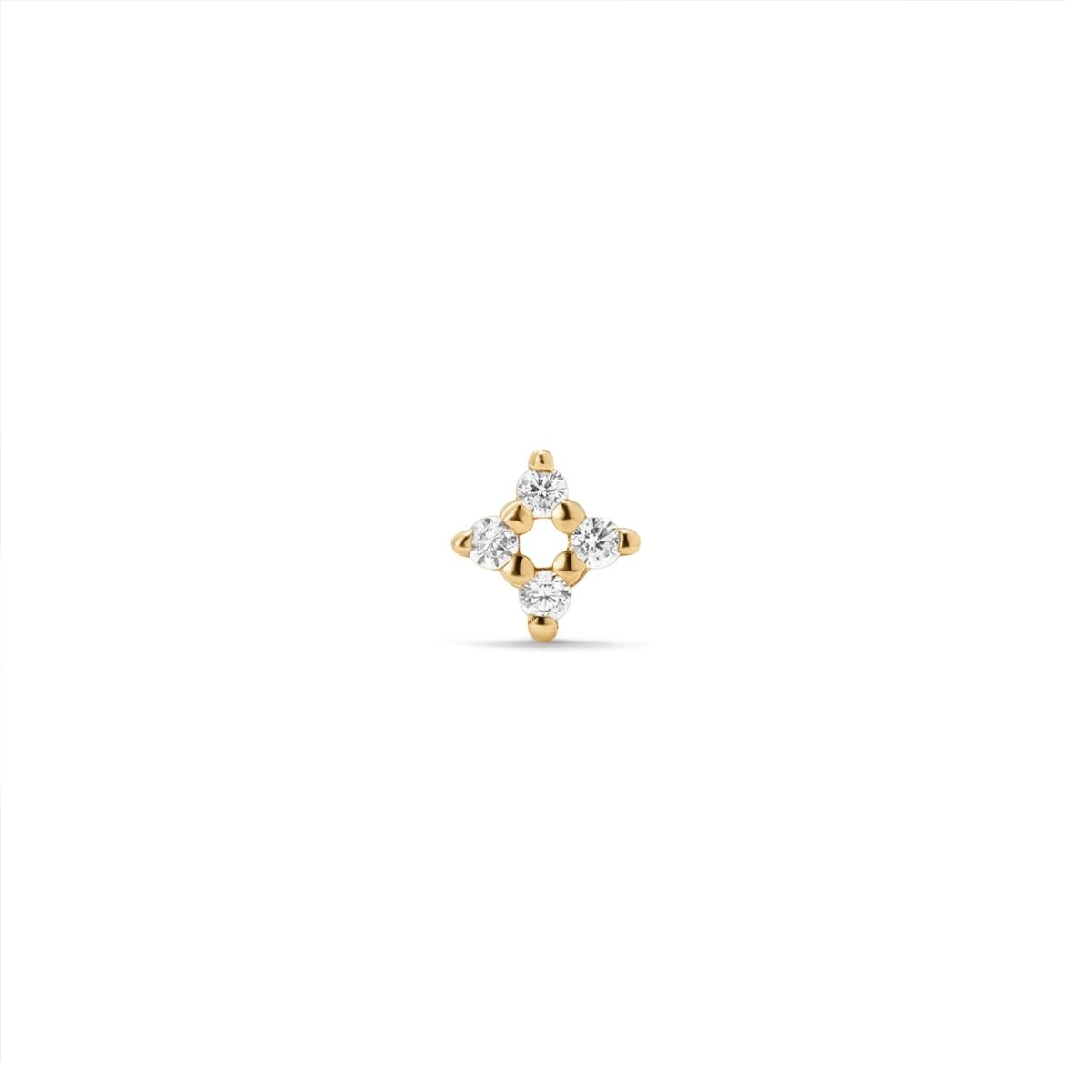 14K Solid Gold Guided Internally Threaded Top 4 - Point Star Clear Cubic Zirconia - SkinKandy | Body Jewellery & Piercing Online Australia
