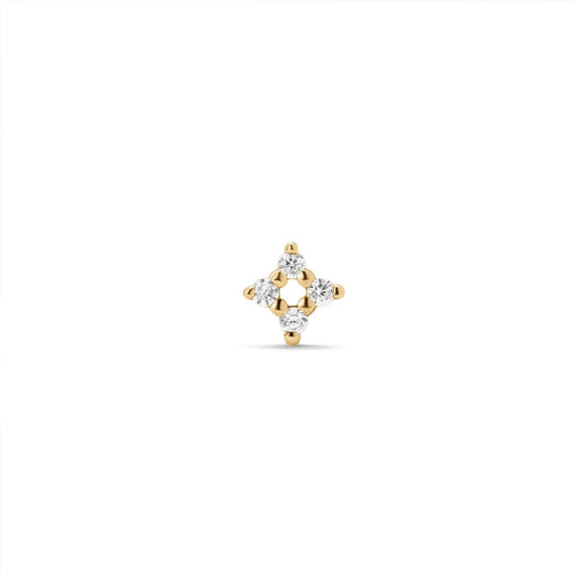 14K Solid Gold Guided Internally Threaded Top 4 - Point Star Clear Cubic Zirconia - SkinKandy | Body Jewellery & Piercing Online Australia