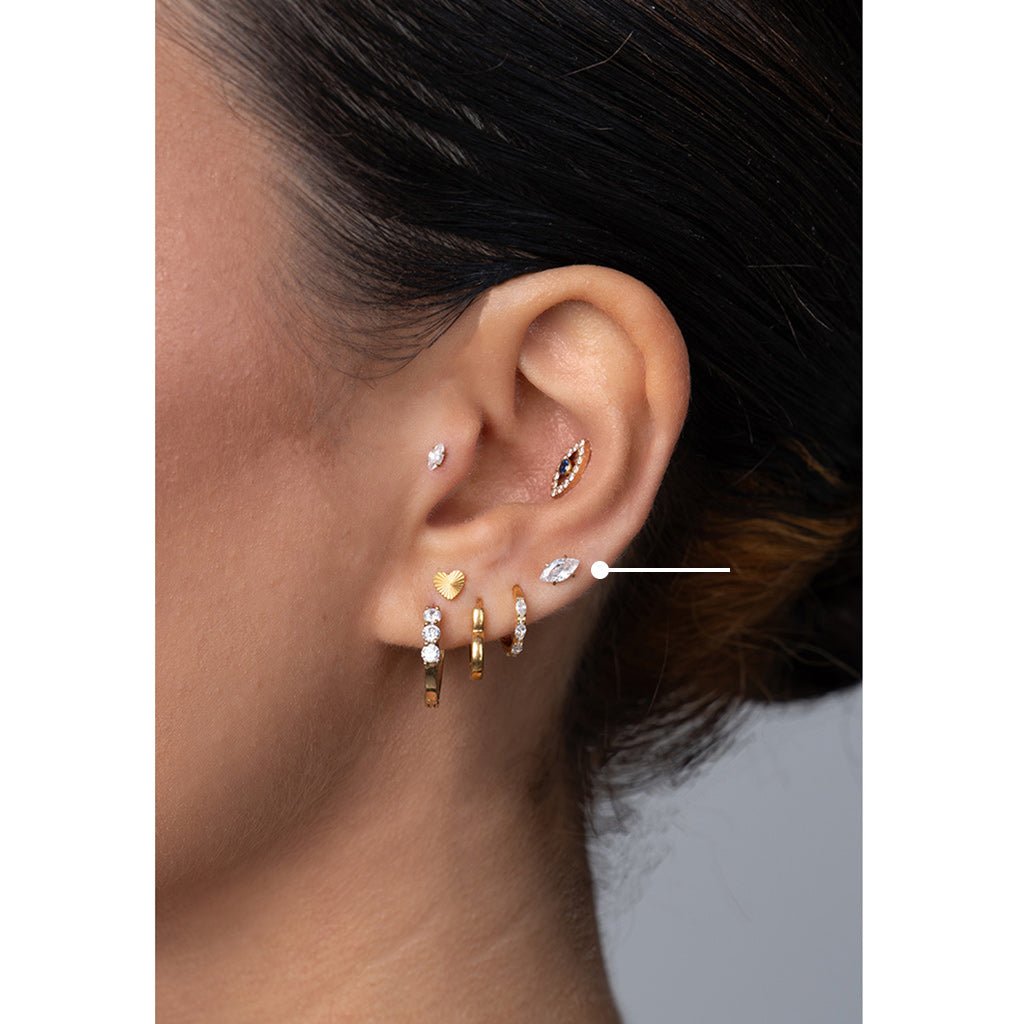 Titanium Studs Oval Cubic Zirconia Marquis - SkinKandy | Body Jewellery & Piercing Online Australia