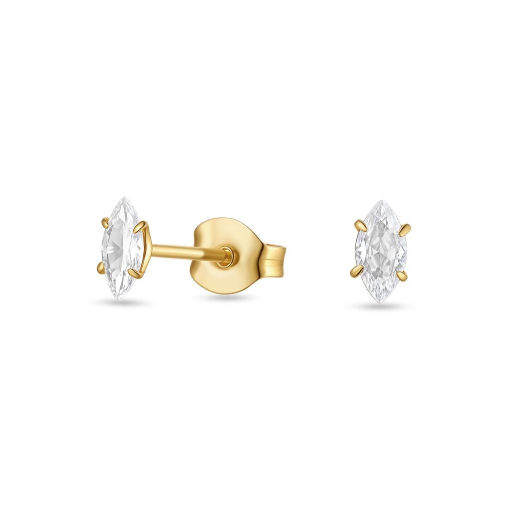 Titanium Studs Oval Cubic Zirconia Marquis - SkinKandy | Body Jewellery & Piercing Online Australia