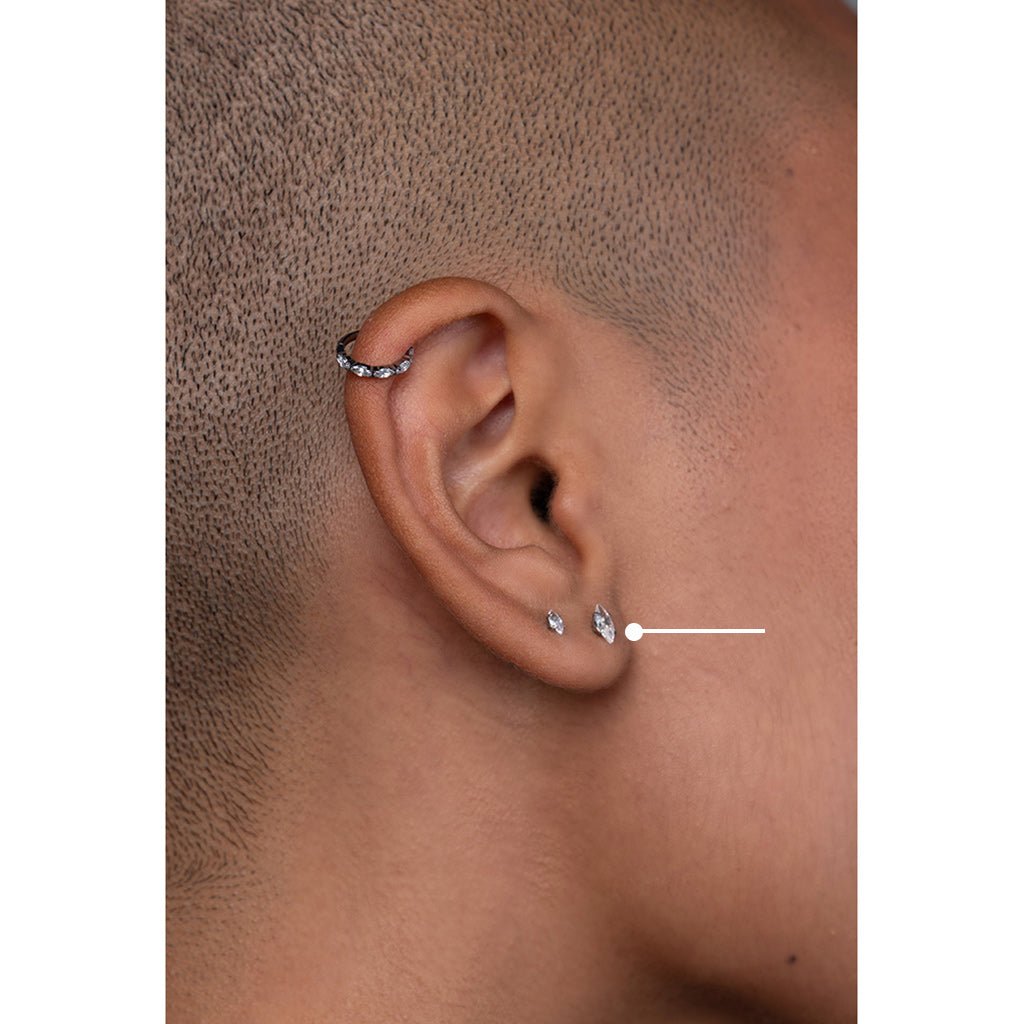 Titanium Studs Oval Cubic Zirconia Marquis - SkinKandy | Body Jewellery & Piercing Online Australia