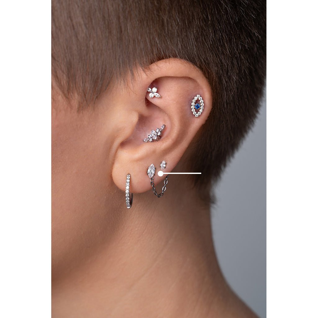 Titanium Studs Oval Cubic Zirconia Marquis - SkinKandy | Body Jewellery & Piercing Online Australia