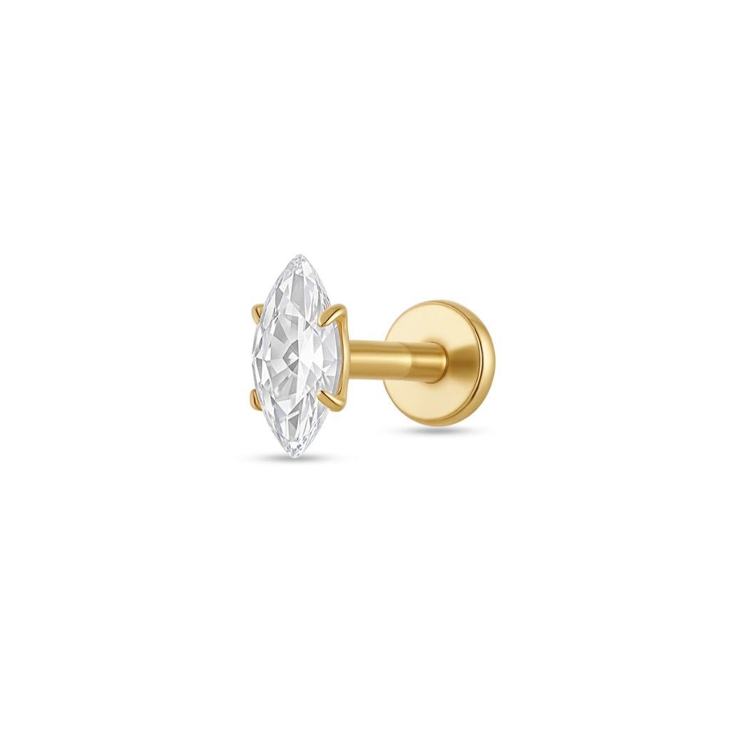 Titanium Flatback Oval Cubic Zirconia Marquis - SkinKandy | Body Jewellery & Piercing Online Australia
