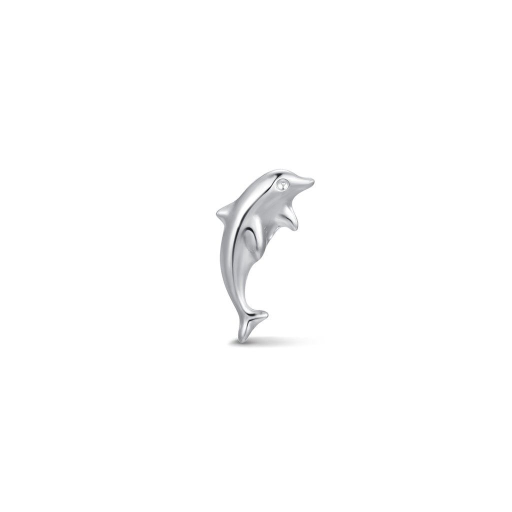 Silver-tone dolphin flatback piercing