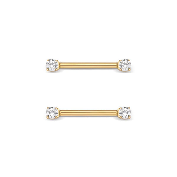 Titanium Claw Set Cubic Zirconia Nipple Bar