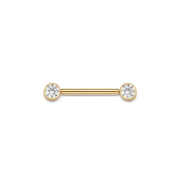 Titanium Bezel Cubic Zirconia Nipple Bar