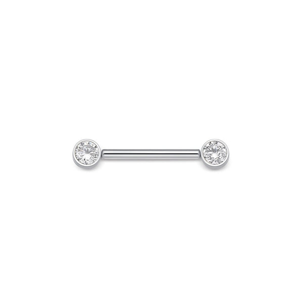 Titanium Bezel Cubic Zirconia Nipple Bar
