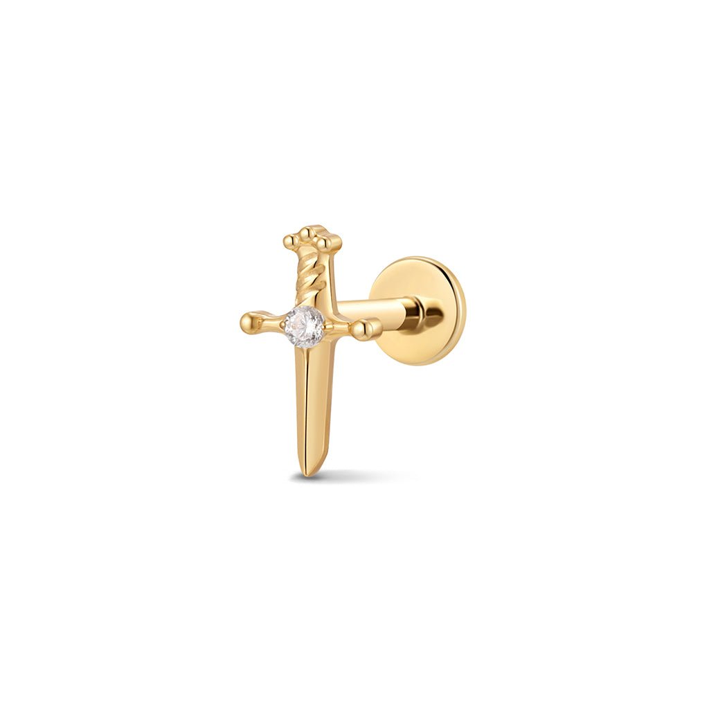 Titanium Dagger Cubic Zirconia Flatback - SkinKandy | Body Jewellery & Piercing Online Australia
