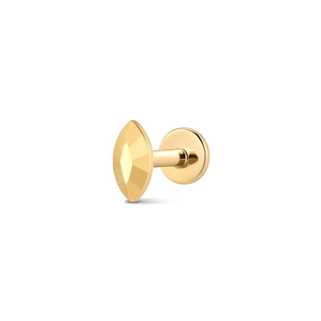 Gold-tone faceted marquis flatback piercing
