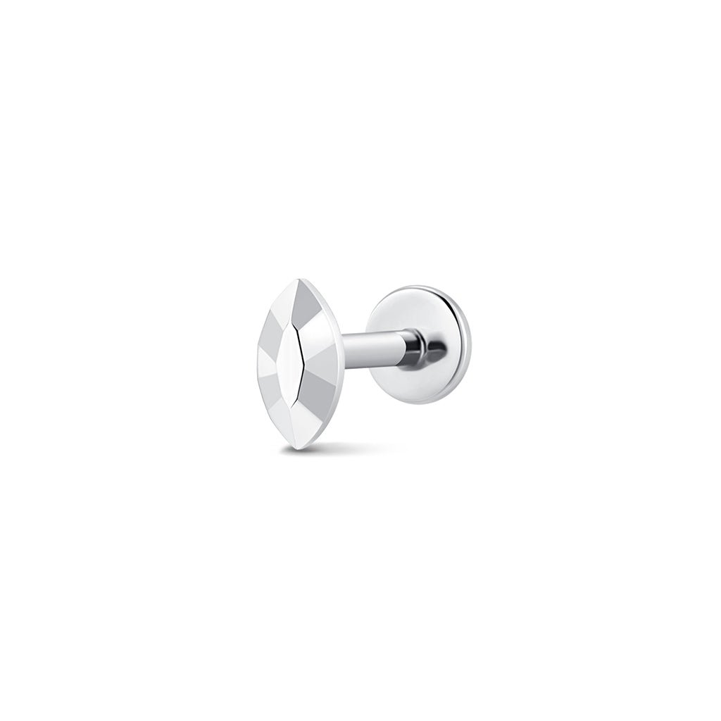Silver-tone faceted marquis flatback piercing