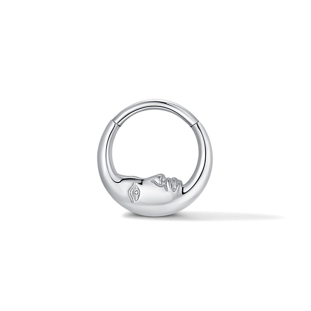 316L Stainless Steel Dreaming Crescent Moon Segment Ring - SkinKandy | Body Jewellery & Piercing Online Australia