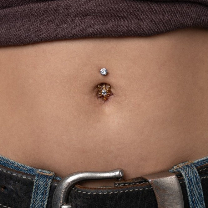 316L Stainless Steel Internally Threaded Scorpion Cubic Zirconia Navel Bar - SkinKandy | Body Jewellery & Piercing Online Australia
