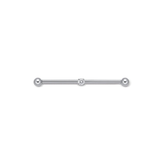 Titanium Internally Threaded Industrial Barbell with Detachable 3mm Claw - Set Cubic Zirconia Centrepiece - SkinKandy | Body Jewellery & Piercing Online Australia