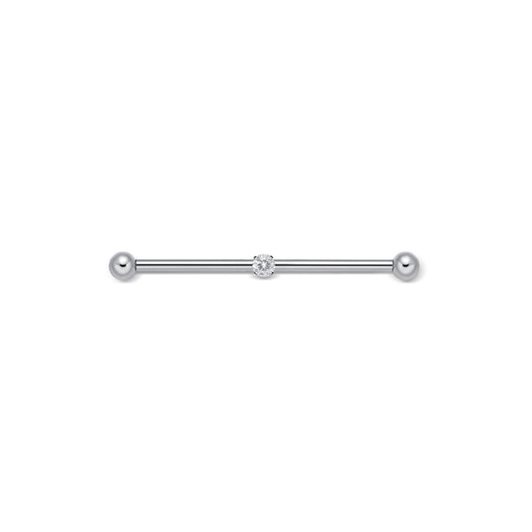Titanium Internally Threaded Industrial Barbell with Detachable 3mm Claw-Set Cubic Zirconia Centrepiece