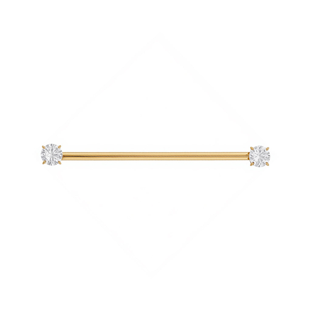Image for Titanium Internally Threaded Round Cubic Zirconia Industrial Barbell