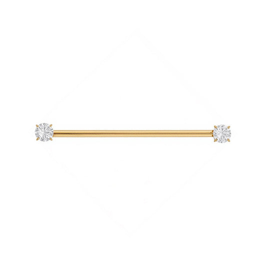 Titanium Internally Threaded Round Cubic Zirconia Industrial Barbell - SkinKandy | Body Jewellery & Piercing Online Australia