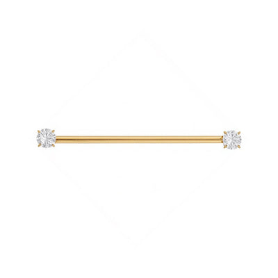 Titanium Internally Threaded Round Cubic Zirconia Industrial Barbell