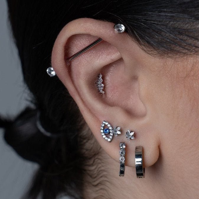 Titanium Internally Threaded Round Cubic Zirconia Industrial Barbell - SkinKandy | Body Jewellery & Piercing Online Australia