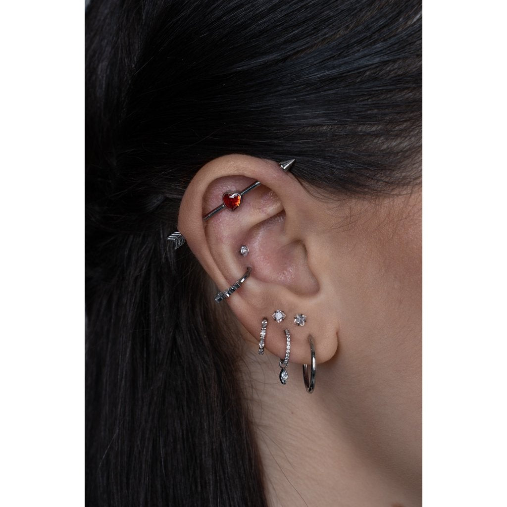 316L Stainless Steel Internally Threaded Cupid Arrow Cubic Zirconia Industrial Barbell - SkinKandy | Body Jewellery & Piercing Online Australia