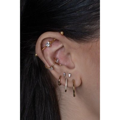316L Stainless Steel Internally Threaded Ribald Heart Cubic Zirconia Industrial Barbell