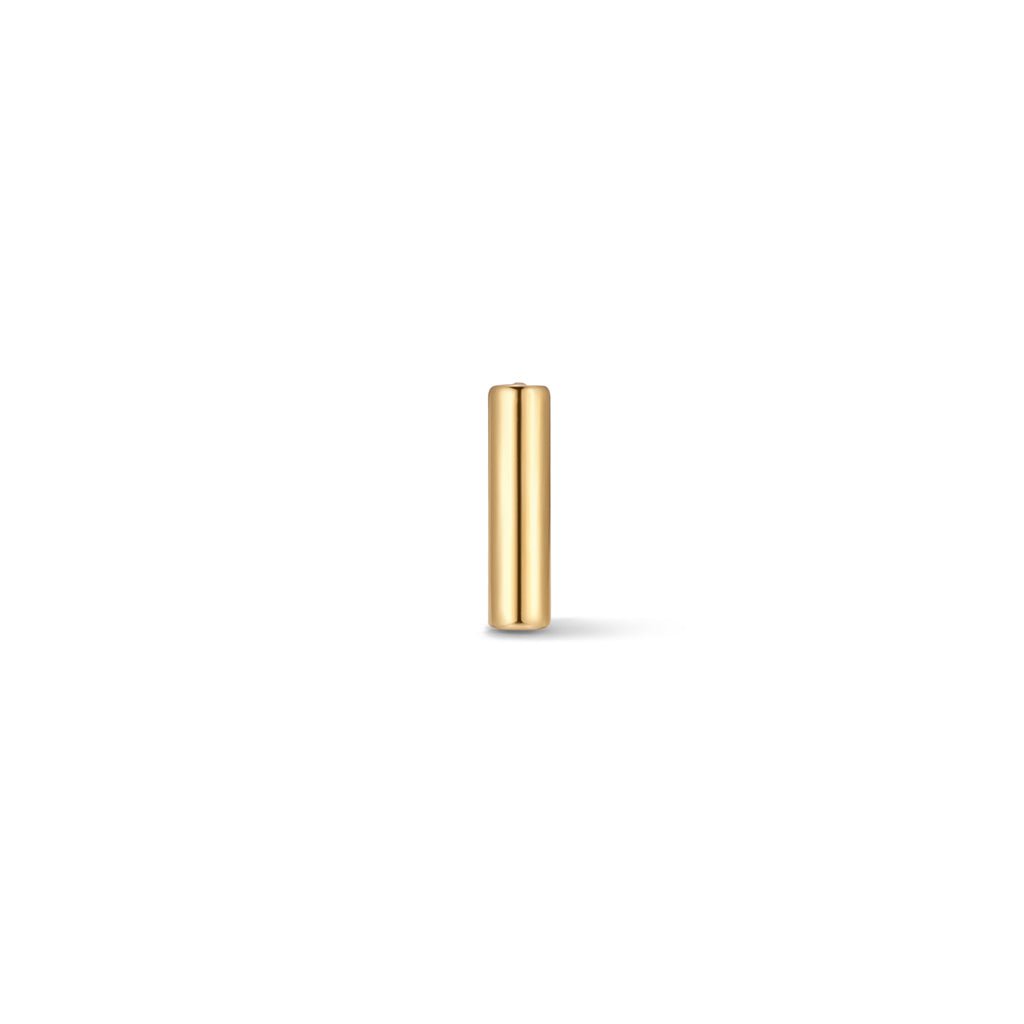 Gold-tone straight bar flatback piercing front view