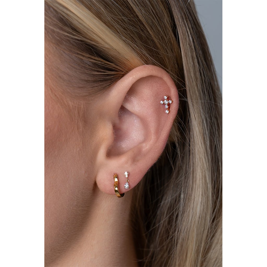 316L Stainless Steel Antique Cross Flatback with Cubic Zirconia - SkinKandy | Body Jewellery & Piercing Online Australia