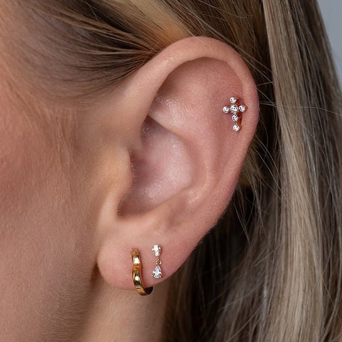 316L Stainless Steel Antique Cross Flatback with Cubic Zirconia - SkinKandy | Body Jewellery & Piercing Online Australia