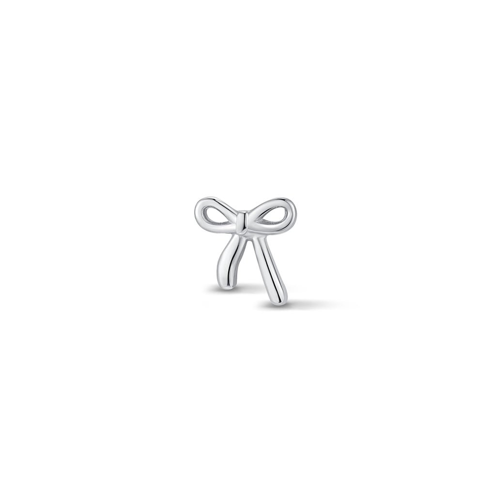 Silver-tone bow flatback piercing