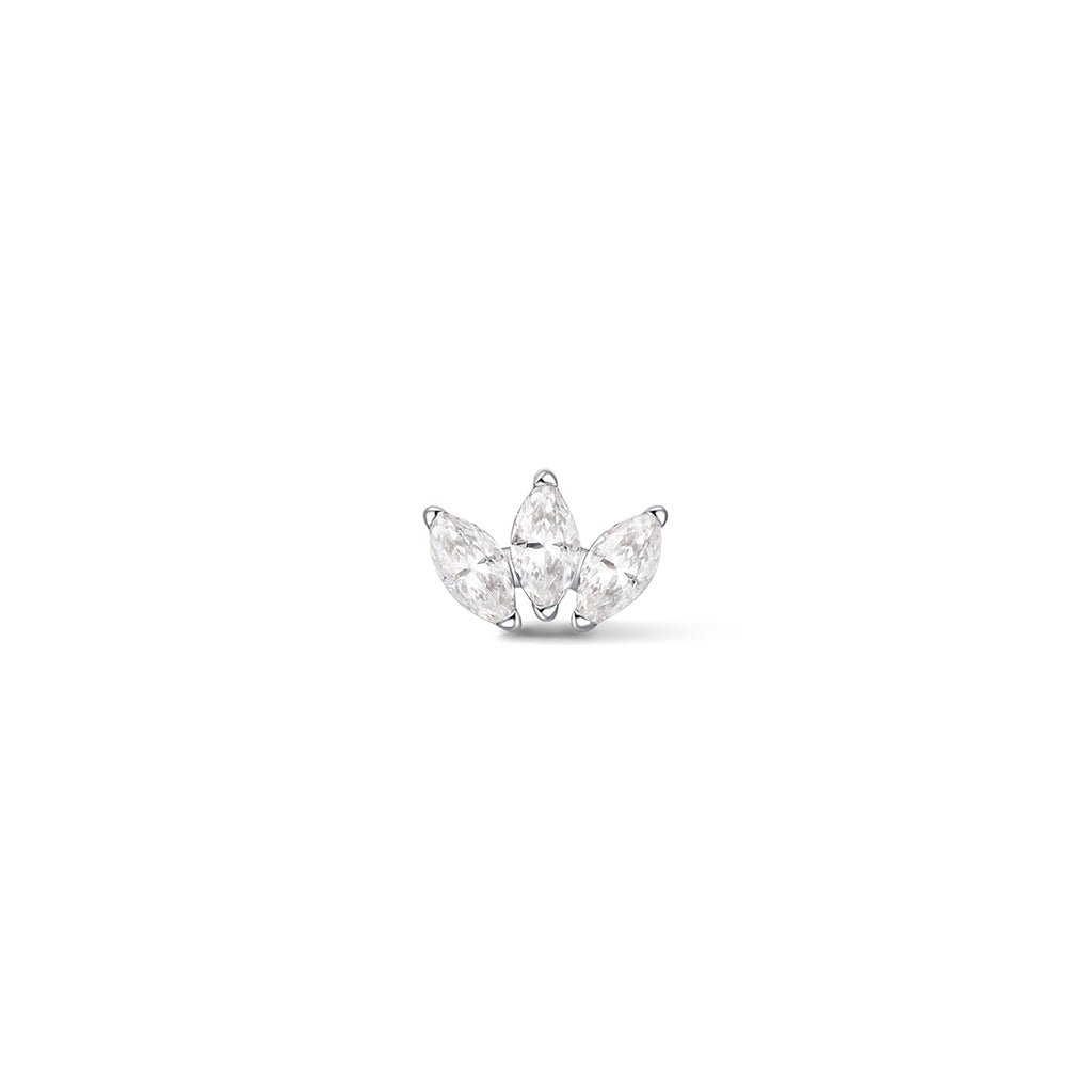Titanium Petite Triple Fan Marquis Cubic Zirconia Flatback - SkinKandy | Body Jewellery & Piercing Online Australia