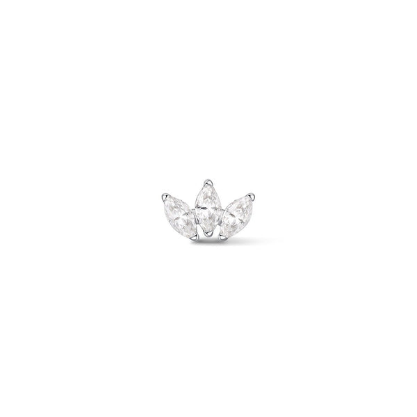 Titanium Petite Triple Fan Marquis Cubic Zirconia Flatback