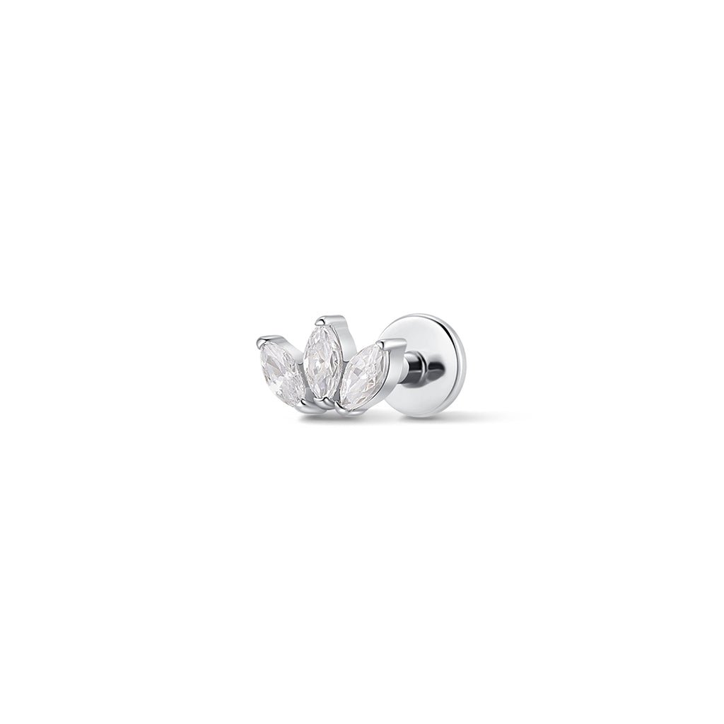 Titanium Petite Triple Fan Marquis Cubic Zirconia Flatback - SkinKandy | Body Jewellery & Piercing Online Australia
