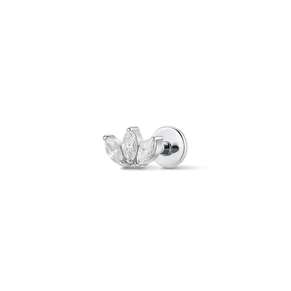 Titanium Petite Triple Fan Marquis Cubic Zirconia Flatback