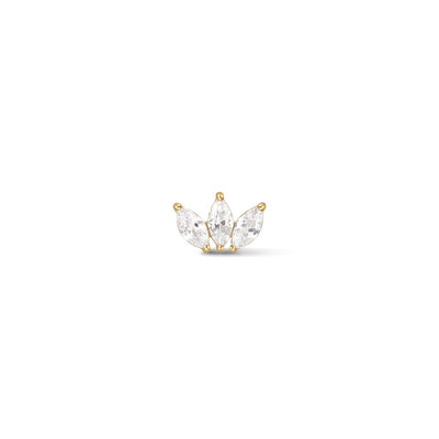 Titanium Petite Triple Fan Marquis Cubic Zirconia Flatback - SkinKandy | Body Jewellery & Piercing Online Australia