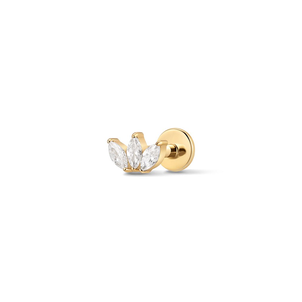 Titanium Petite Triple Fan Marquis Cubic Zirconia Flatback - SkinKandy | Body Jewellery & Piercing Online Australia