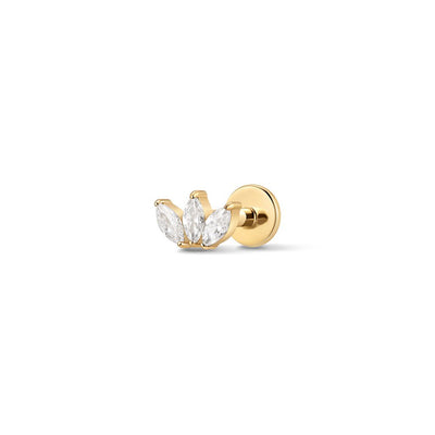 Titanium Petite Triple Fan Marquis Cubic Zirconia Flatback - SkinKandy | Body Jewellery & Piercing Online Australia