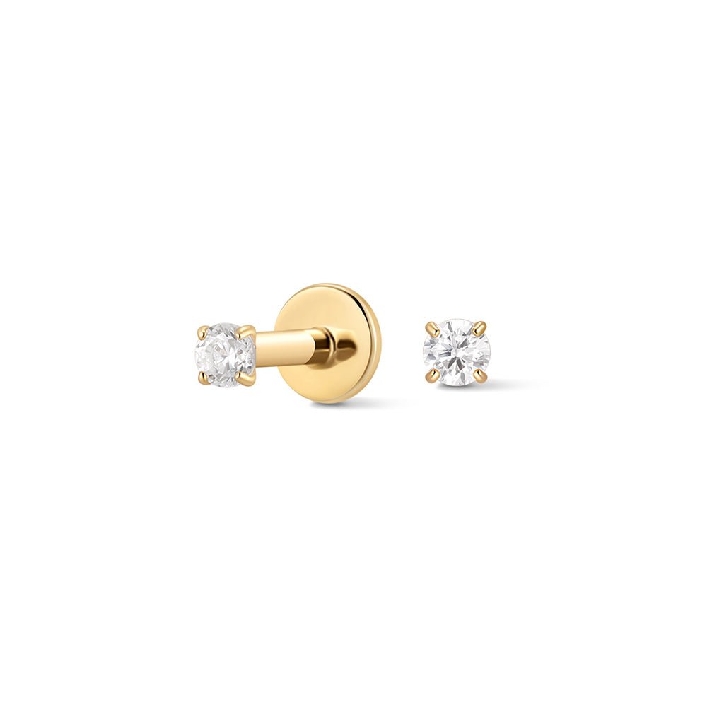 Titanium Nose Stud Flatback 2mm Claw Set Round with Cubic Zirconia - SkinKandy | Body Jewellery & Piercing Online Australia