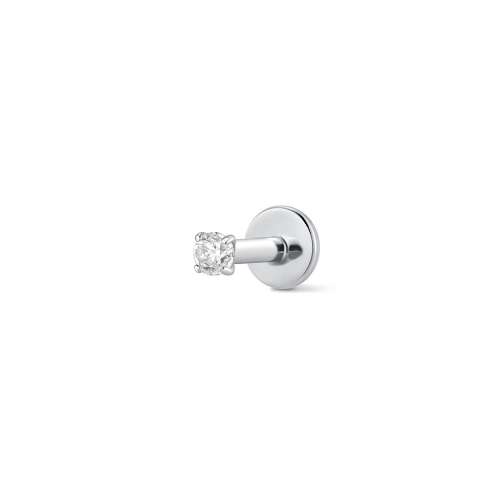 Titanium Nose Stud Flatback 2mm Claw Set Round with Cubic Zirconia - SkinKandy | Body Jewellery & Piercing Online Australia