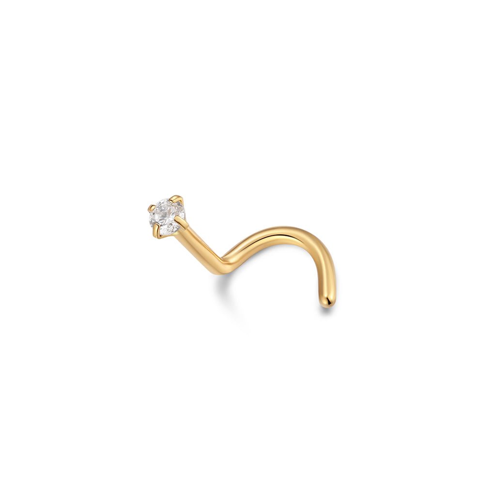 Titanium Nose Twist Stud 2mm Claw Set with Cubic Zirconia - SkinKandy | Body Jewellery & Piercing Online Australia