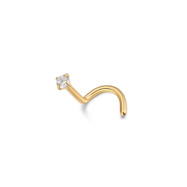 Titanium Nose Twist Stud 2mm Claw Set with Cubic Zirconia