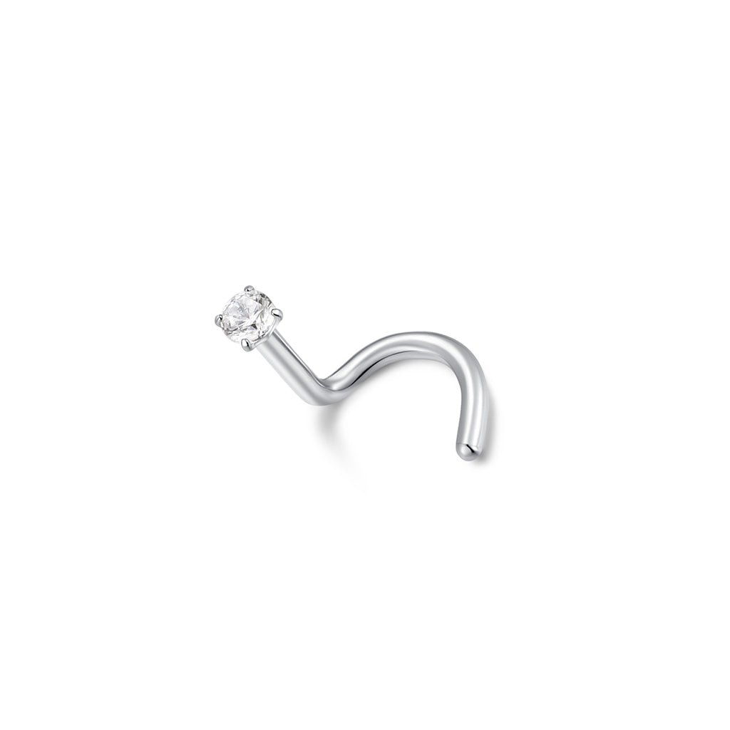 Titanium Nose Twist Stud 2mm Claw Set with Cubic Zirconia - SkinKandy | Body Jewellery & Piercing Online Australia